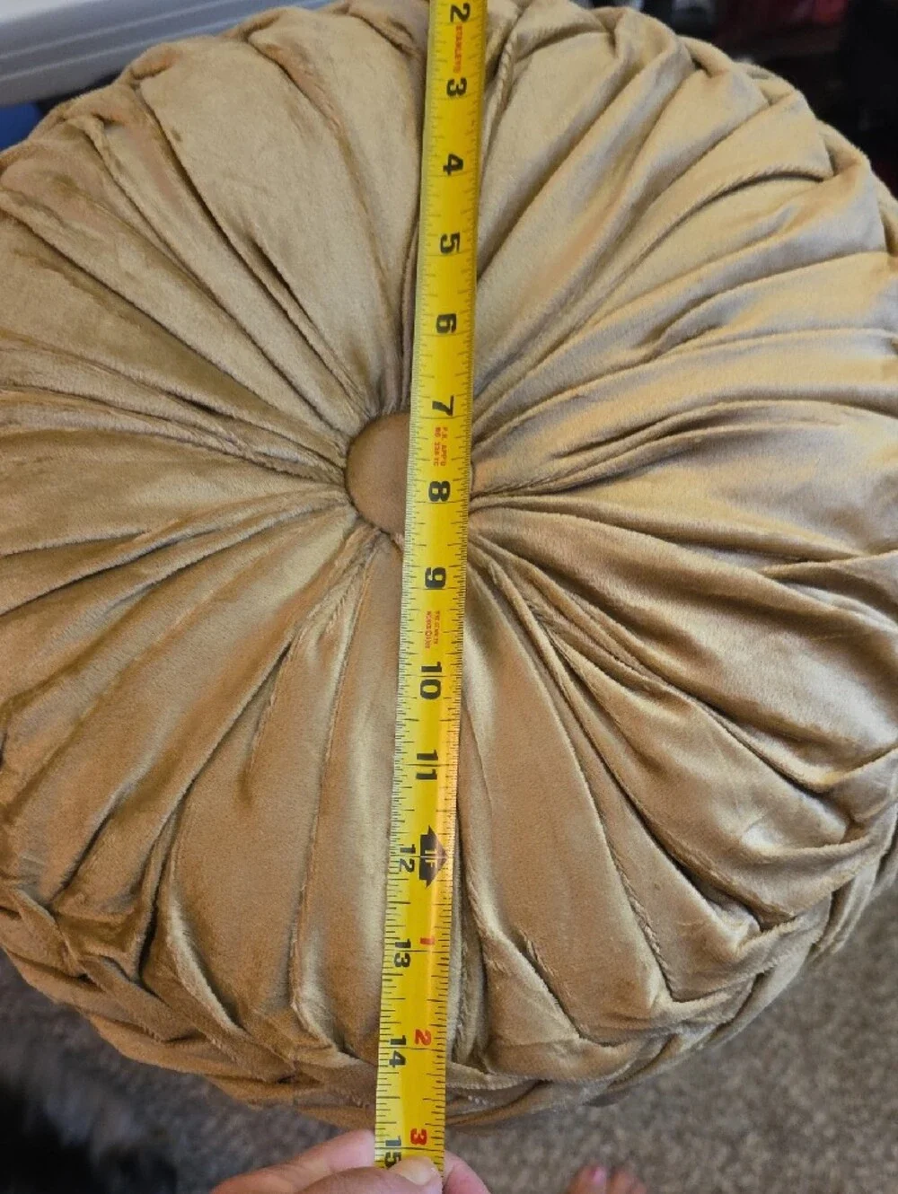 Gold Velvet Round Tufted Accent Pillow - Unbranded